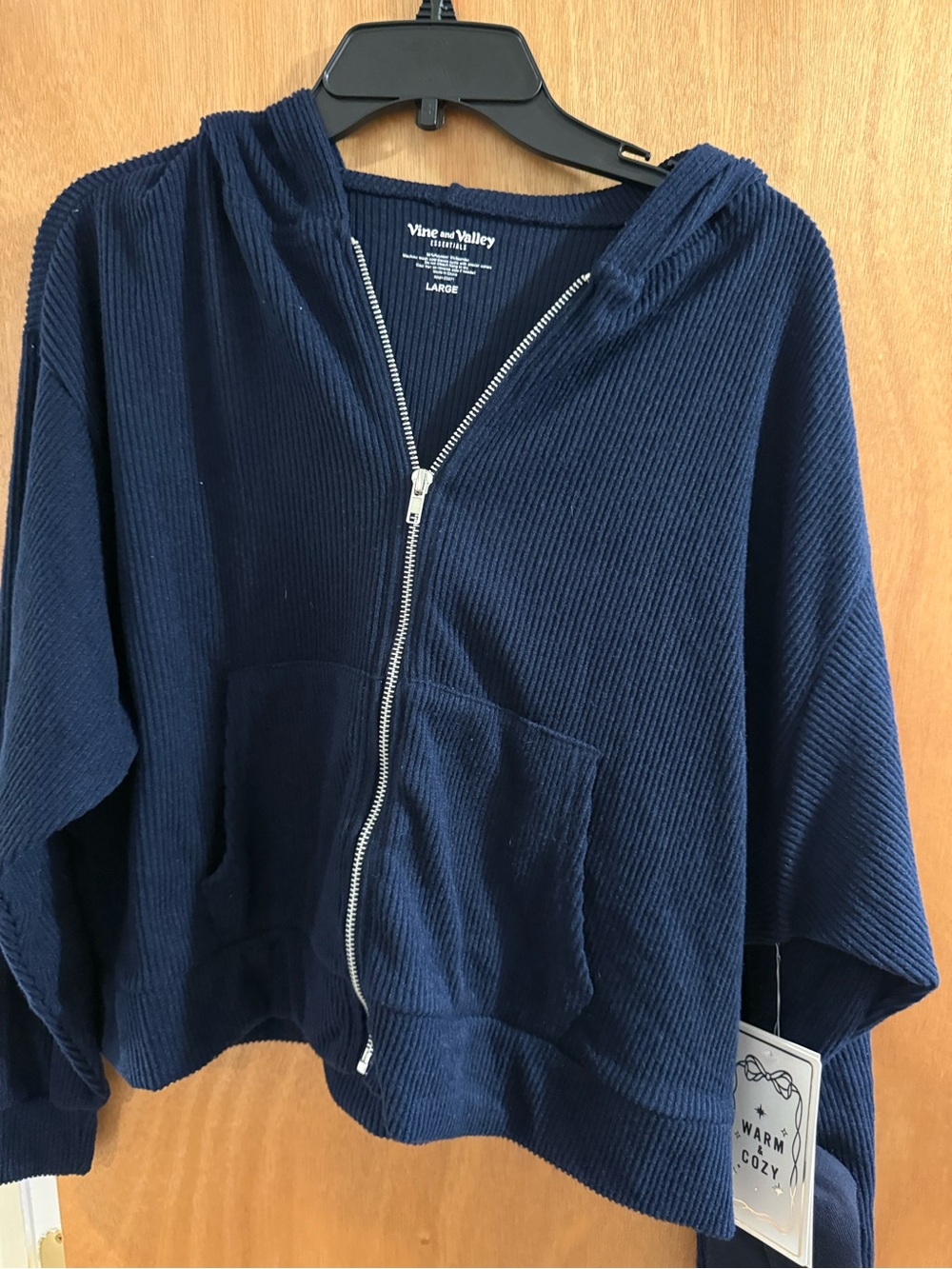 Woman’s Navy Zip-Up Hooded Jacket